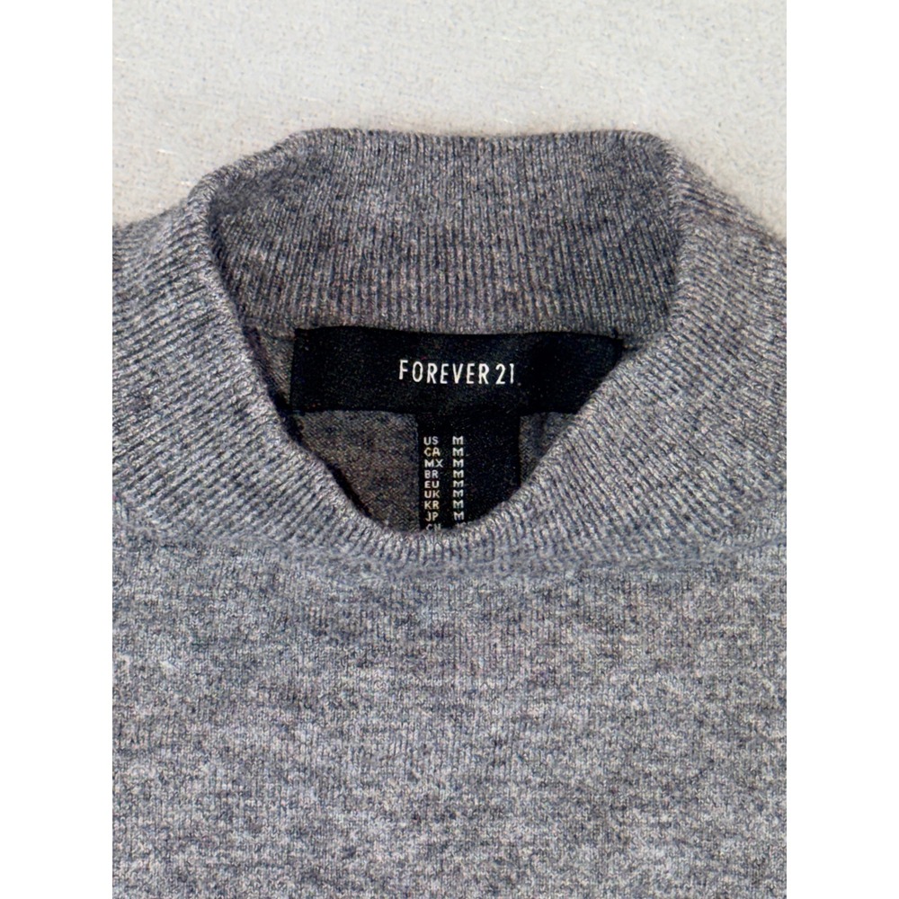 Forever‎ 21 Womens Medium Gray Mock Neck Long Sleeve Casual Pullover Top M